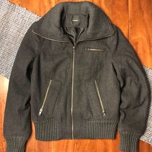 Womens Express Gray Winter Bomber Jacket Small